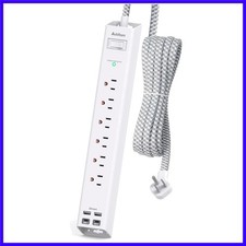 6 Ft Power Strip Surge Protector - Flat Extension Cord with 6 AC Outlets 4 US...