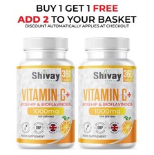 Vitamin C 1000mg with Rosehip & Bioflavonoids 360 Vegan Tablets - 6 Month Supply