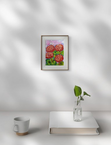 Arte de pared hecho a mano decoración arte flores 3D geranio pintura original 7x5 pulgadas - Imagen 9 de 21
