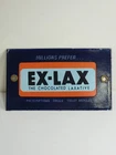 Vintage EXLAX Enamel Porcelain On Metal Sign 6x3½"