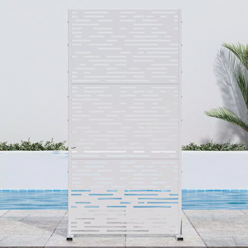 72 In. H X 35 In. W White Outdoor Metal Privacy Screen Garden Fence Wave Pattern - Picture 9 of 12