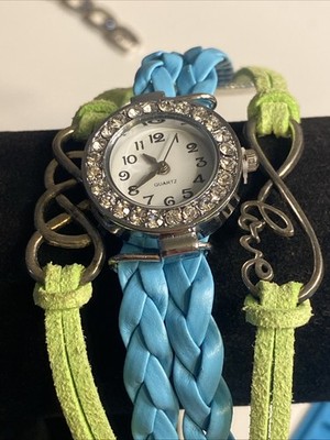 FUN & PLAYFUL LEATHER CHARM BRACELET WATCH: FASHIONABLE MULTI-LAYERS New Battery