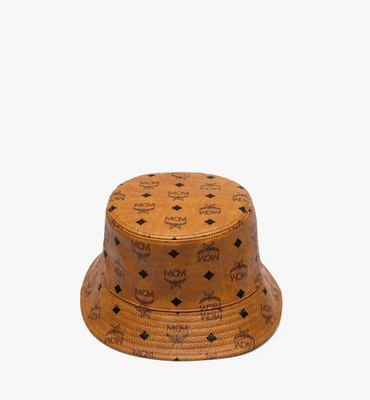 Custom Made Genuine Leather Bucket Hat Printed Leather Red Color Hat All Sizes