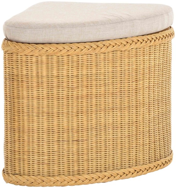 Rattan WäSchekorb WäSchetruhe Sitz Gepolstert WäSchesammler (Honig, Eckform)-image