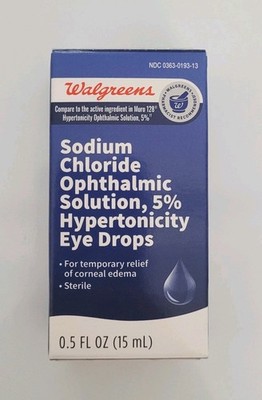 Walgreens Sodium Chloride 5% Hypertonicity Eye Drops 0.5 oz Exp 10/2027 NIB 