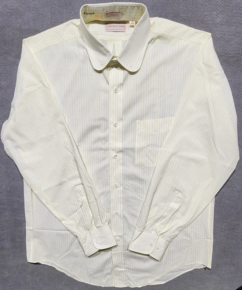 Camisa De Colección Chap Ralph Lauren Nueva De Colección Para Hombres 17-35 Amarillo Rayas Cuello Club Foto 3 de 4