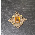 New ListingVintage Brass Filigree Amber Glass Pendant Art Deco Victorian Style Jewelry
