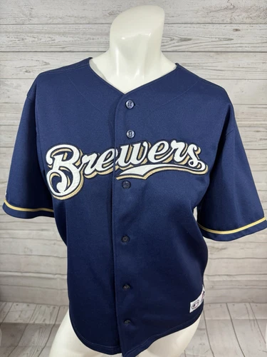 Majestic Milwaukee Brewers #28 Prince Fielder Jersey Youth Size L 14/16 Stitched