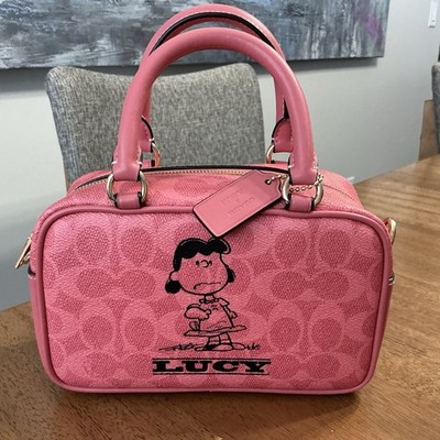 Coach X Peanuts CBJ62 Satchel Crossbody Bag Women s Signature Canvas Lucy Pink