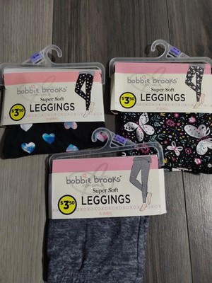 Bobbie Brooks Girls Leggings 3 Pair (Small 6/6x)