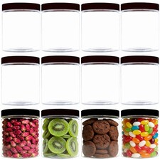 12 Pack 8 oz Plastic Jars with lids,Wide-mouth Clear Storage Containers with ...