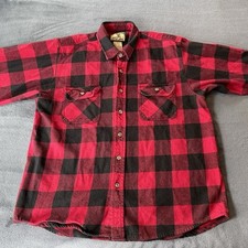 Field Stream Men s Long Sleeve Button Up Red Heavy Plaid Flannel Shirt XL