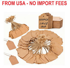 600 Pack Gift Tags with String Attached, 1.4 x 1.8 Inch Brown Kraft Paper Blank