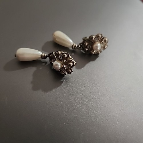 Orecchini lotto di 2 perle finte e strass trasparenti clip abito da ballo preppy holiday - Foto 3 di 6