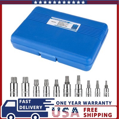 XZN Spline Bit Socket Set 10 Piece Triple Square M4-M18 Metric 12 Point Kit