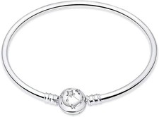 925 Sterling Silver Snake Chain Bracelet Fully with Pandora charms, With Mick...