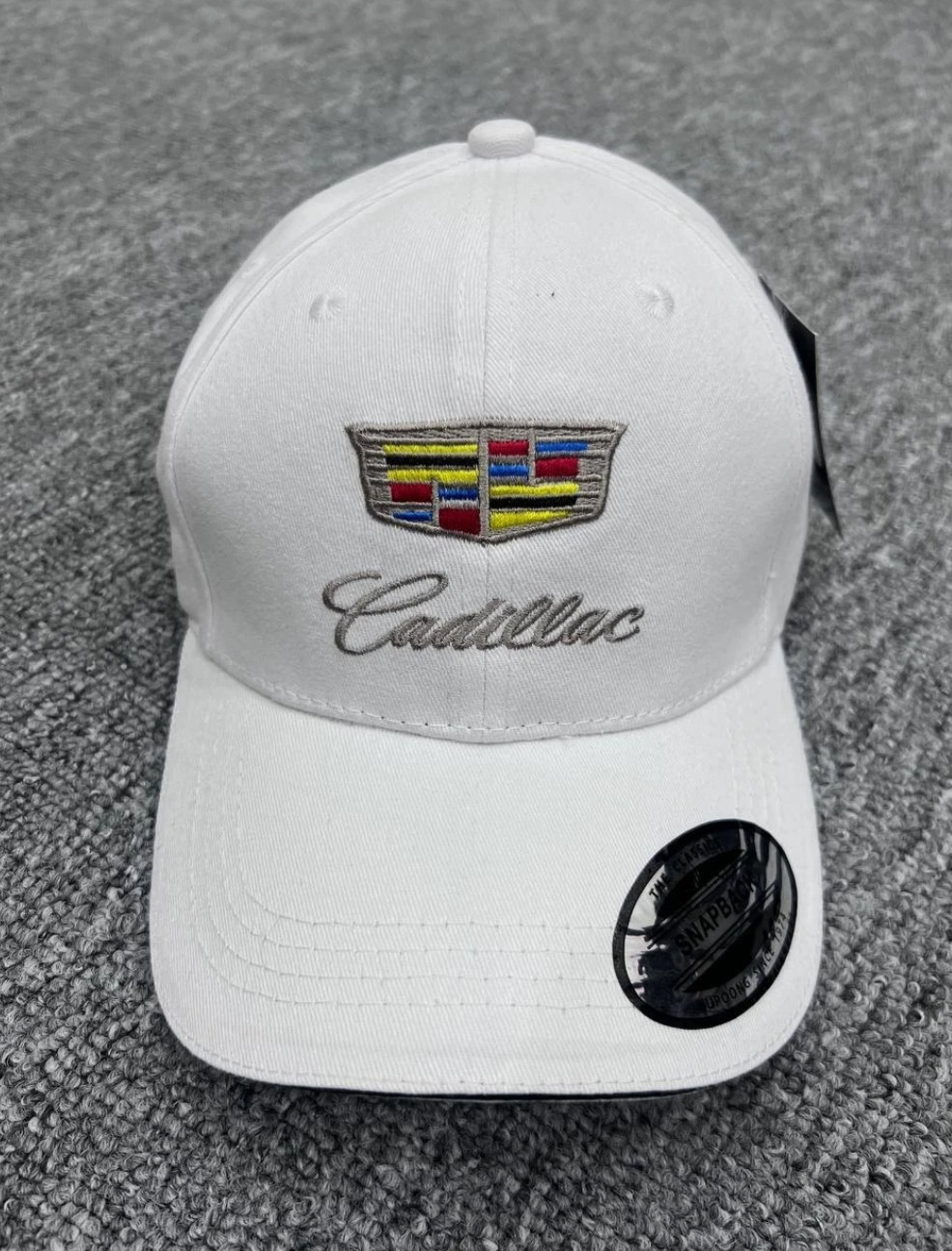 Cadilac Racing White Embroidery Baseball Cap Adjustable Strap Hat NWT