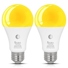  2 Pack LED Bug Repelling Yellow Bulb 6W/40W with Dusk-to-Dawn Sensor E26 Base