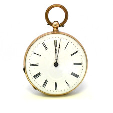 L Roberts Genève 8 Jewell Half Hunter Romain Numeral 14K Gold Pocket Watch