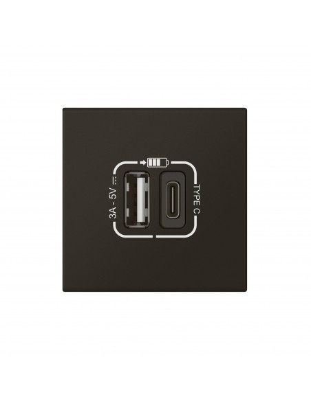 Chargeur USB Type-A et C Mosaic noir mat pour cuisine et bureau épuré