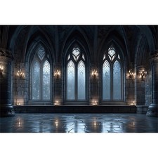Gothic Church Backdrop 5x3ft Vintage Medieval Castle Wall 5x3ft, dark blue