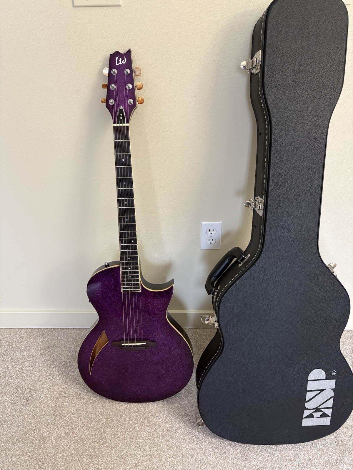 ESP LTD TL-6 Acoustic-Electric Guitar Purple Sparkle Burst + ESP Case NEW