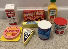 Vintage Wooden Melissa Doug Kitchen Pretend Play Food Lot Breakfast Milk OJ