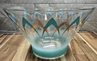 Vintage Anchor Hocking Blendo Happy Hour Atomic Chip Serving Bowl Aqua Gold