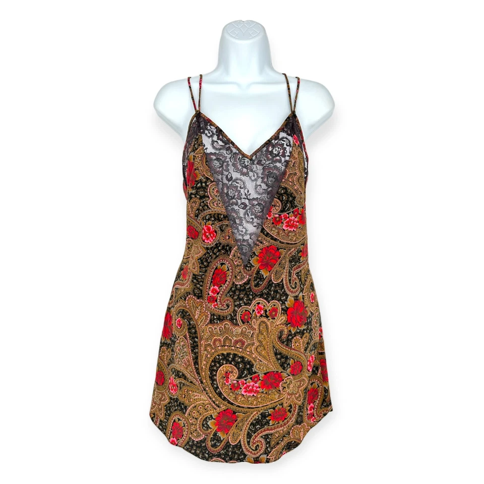 Victoria's Secret | Pequeño | DE COLECCIÓN Etiqueta Dorada Paisley Satén y Encaje Peluche Slip Foto 3 de 4