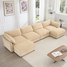 Modular Sectional Sofa Chenille Couch with Storage w/O Ottoman for Living Room