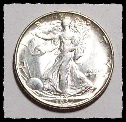 1937-D WALKING LIBERTY HALF DOLLAR White  Lustrous BU  #4D63 .90 SILVER