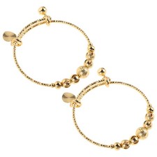 2 Pcs Infant Baby Bracelets Child Golden Bangles for Toddlers Girl Jewelry