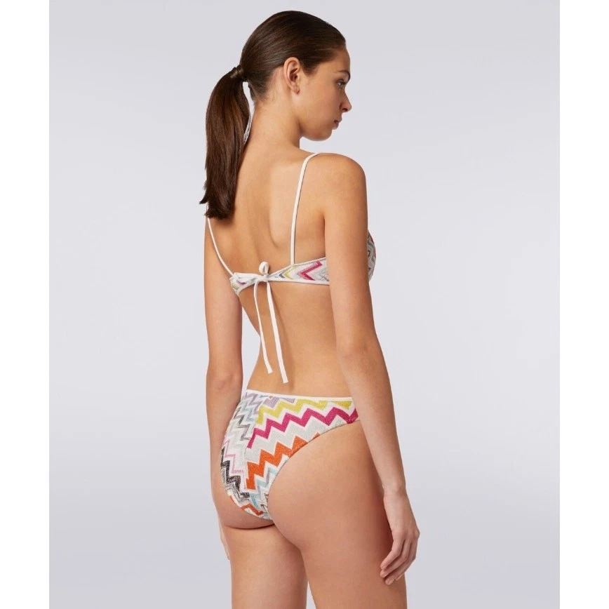 Missoni Mujeres Multi Lurex Zigzag Natación Bandeau Bikini Parte Superior e Inferior Talla EU 38 Foto 4 de 4