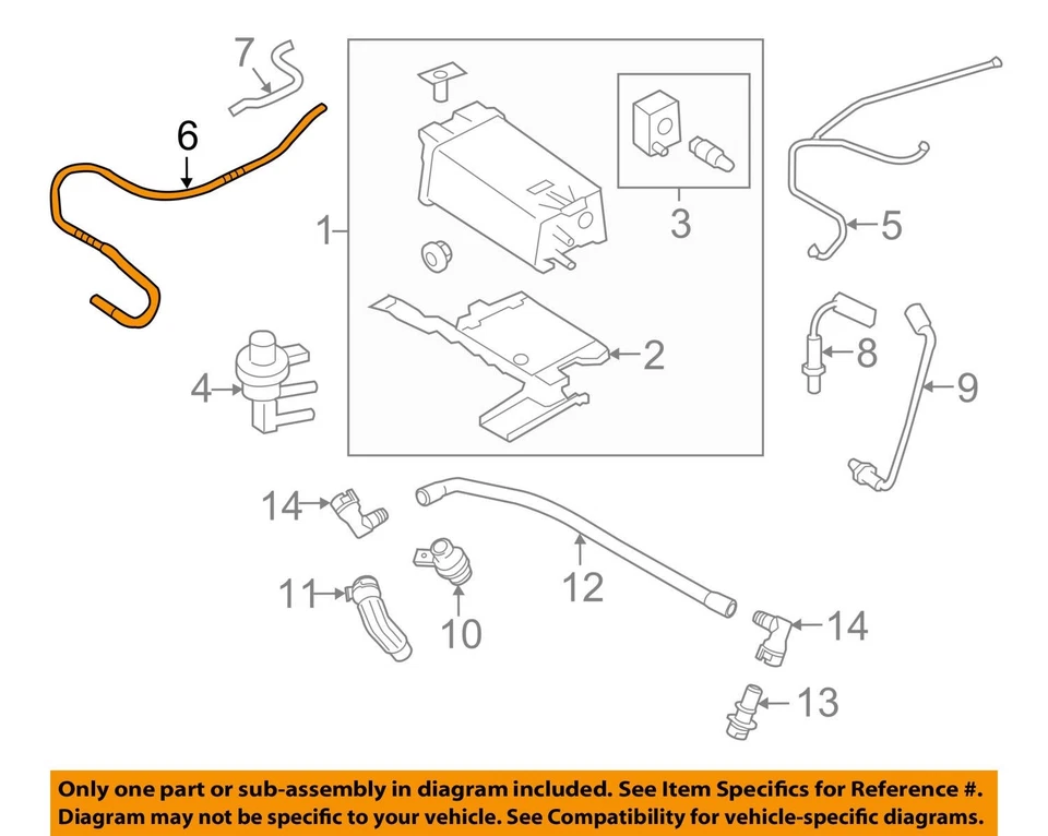 2009 林肯 MKS 3.7L-V6 排放蒸汽软管 8A5Z9S321A 福特 NOS 原始设备制造商工厂 — 第 3/4 张图片
