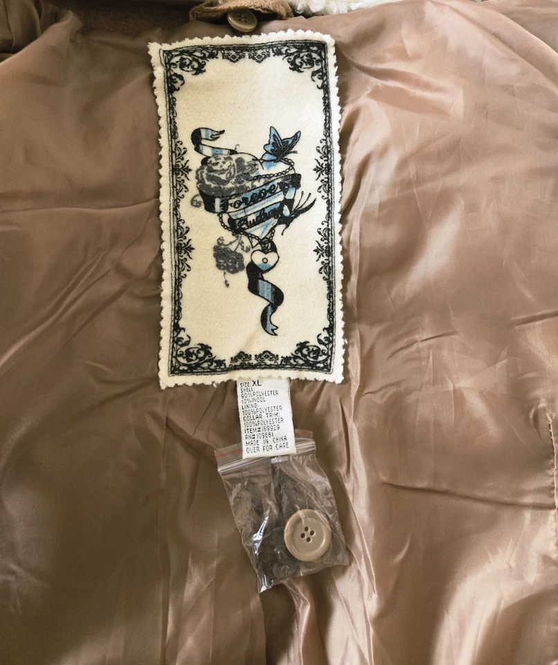 NWT Forever Audrey Women's Camel Wool Blend Faux Sherpa Moto Coat Jacket L XL - Image 4 of 4