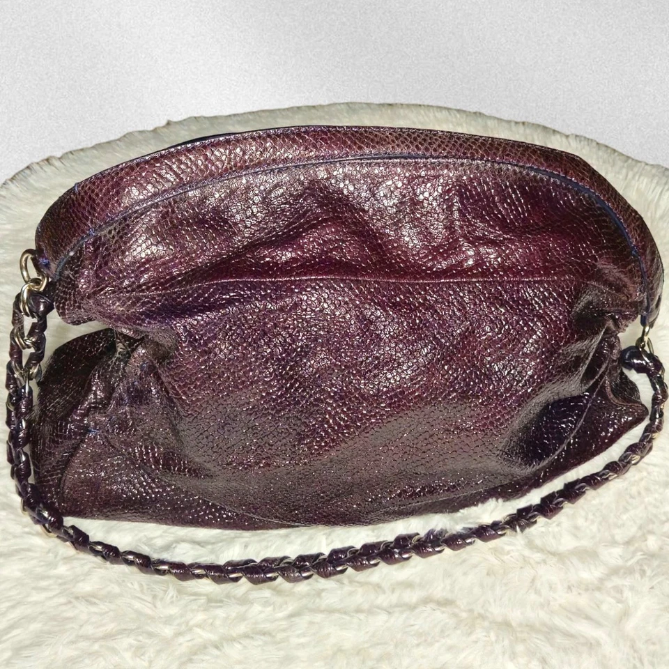 Bolso de Hombro Gianni Bini Grande Hobo Imitación Piel de Serpiente Púrpura Y2k Años 2000 ¡EXCELENTE ESTADO USADO!! Foto 3 de 4