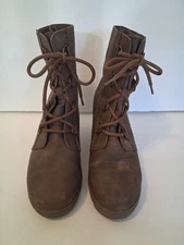 Sonoma Boots Women's Adelia Distressed Brown Faux Leather Lace Up Boots, 10M