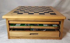 10 in 1 SOLID WOOD TABLETOP GAME BOARD BOX SET with GAME PIECES