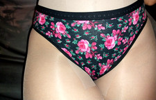 VTG VICTORIA'S SECRET HI LEG BRIEF FLORAL PANTIES LOGO WAIST COQUETTE M 40 42