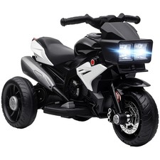 HOMCOM Moto Elettrica per Bambini 3-5 Anni 3 Ruote Luci Suoni Batteria 6V, Nero