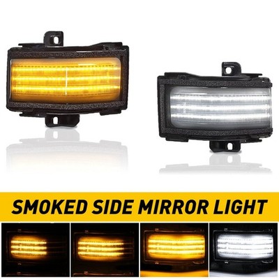 [SMOKED] Switchback LED Strips Towing Mirror Light Pair For 17-22 Ford Superduty