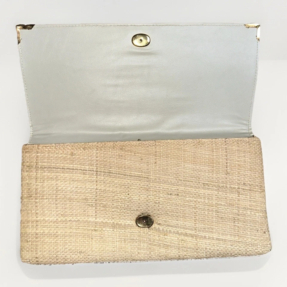 Vintage Harry Levine Straw Clutch Purse With Gold Hardware - Image 2 of 4