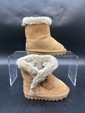 Bearpaw Bow Brown Casual Fur Lined Boots Toddlers Size 3