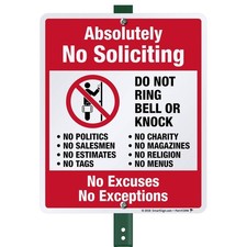 SmartSign 12" x 10" 'Absolutely No x 12", Red, Black and White - Style 2