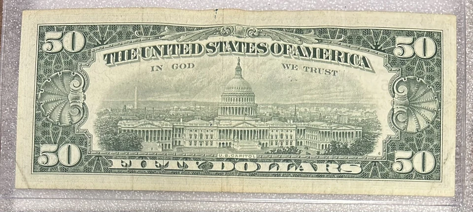 1963 Richmond $50 Dollar Bill Fr. 2113-E FRN E01654747A 50BL71 NICE OLD BILL! - Image 2 of 2