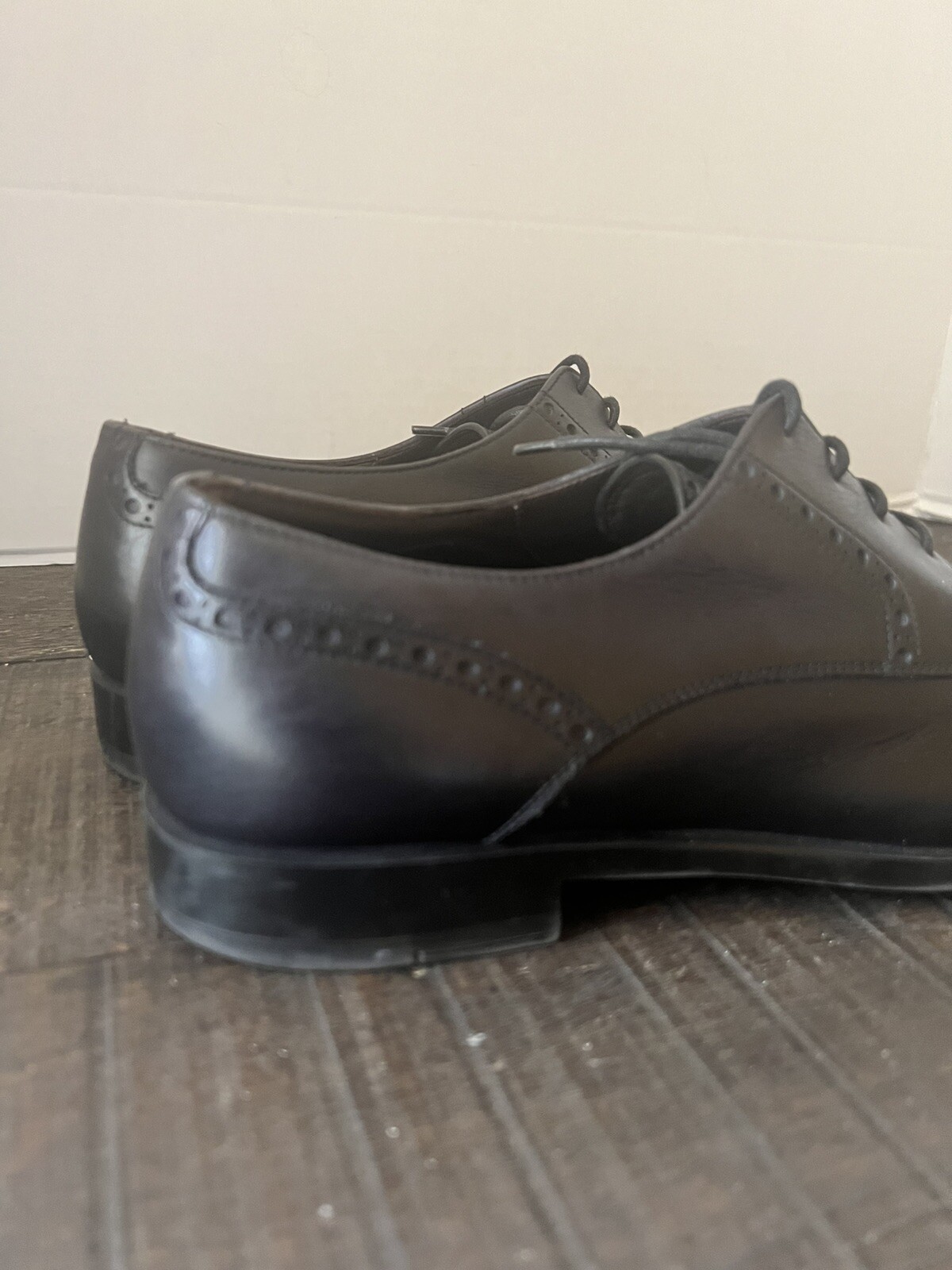 Ermenegildo Zegna Black Leather 4-Eye Lace Up Cap Toe Oxfords Men’s Size 9.5 image 7