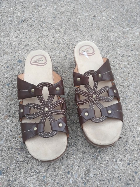 Dansko Serena Women Brown Leather Slides Sandal Shoe 41 / 10.5-11 | eBay