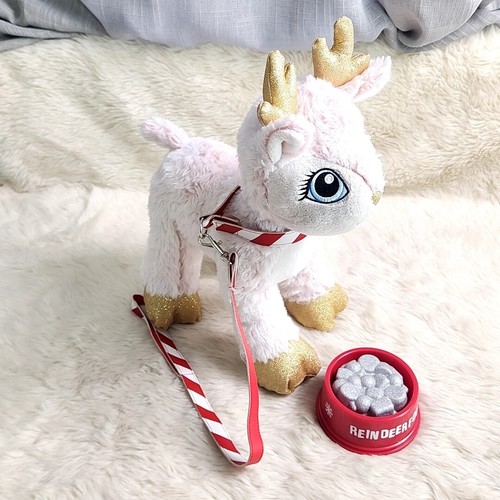 Arctic Pink Weihnachten Rentier Build a Bear Plüsch BABW Leine Futternapf