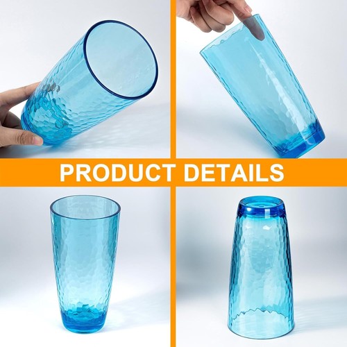 Gehämmert 26 Unzen Kunststoff Tumbler Acryl Gläser, 12er Set Mehrfarbig - Bild 5 von 8