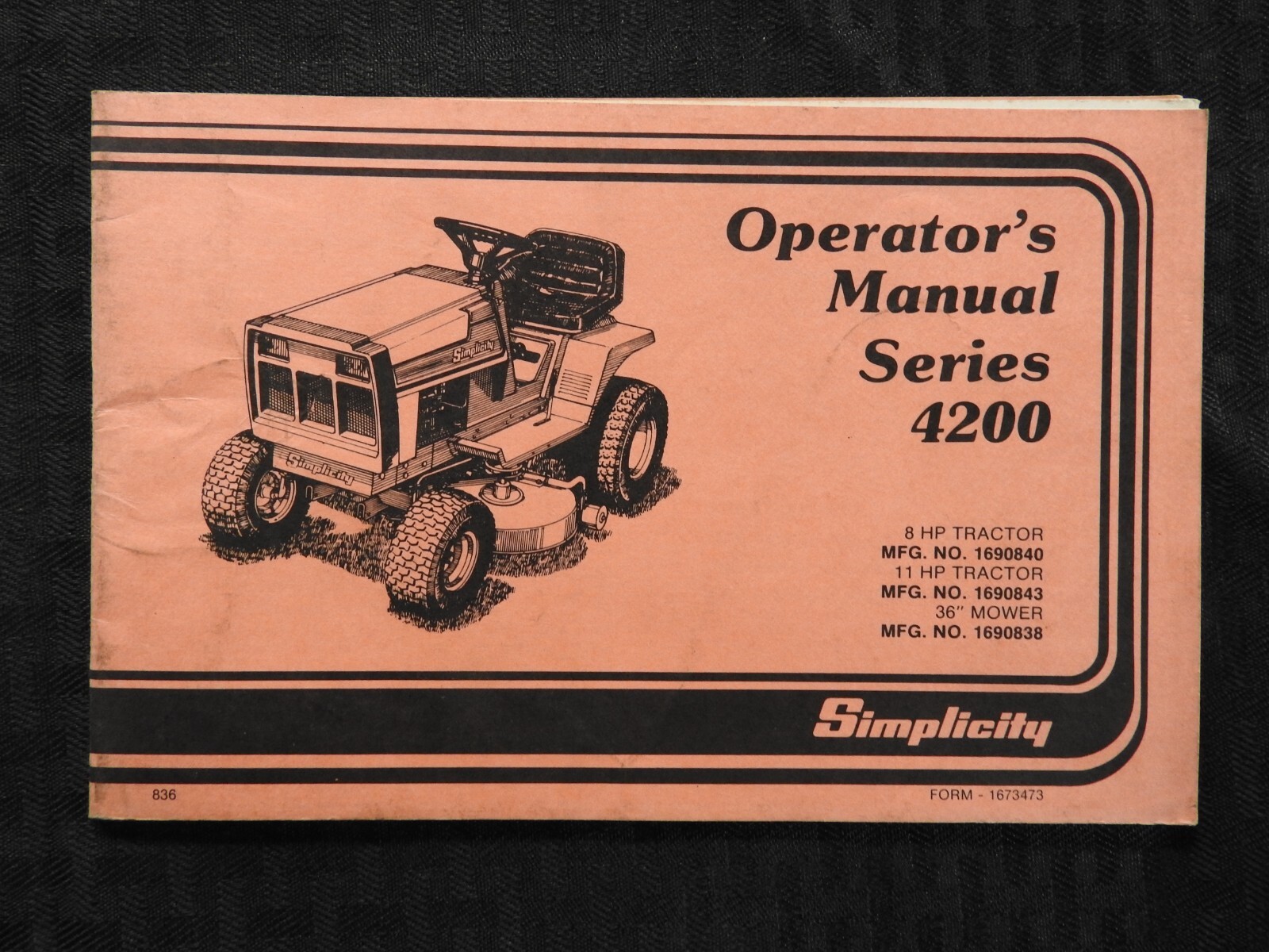 Simplicity Regent Model 4208 4211 Lawn Tractor Owners Manual
